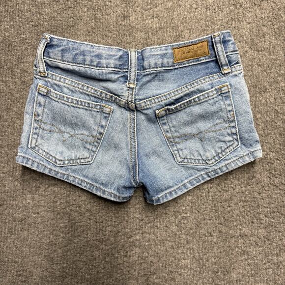 Polo Ralph Lauren Jean Shorts Girls Small 7 Blue Logo Panels Adjustable Cotton - Picture 6 of 6